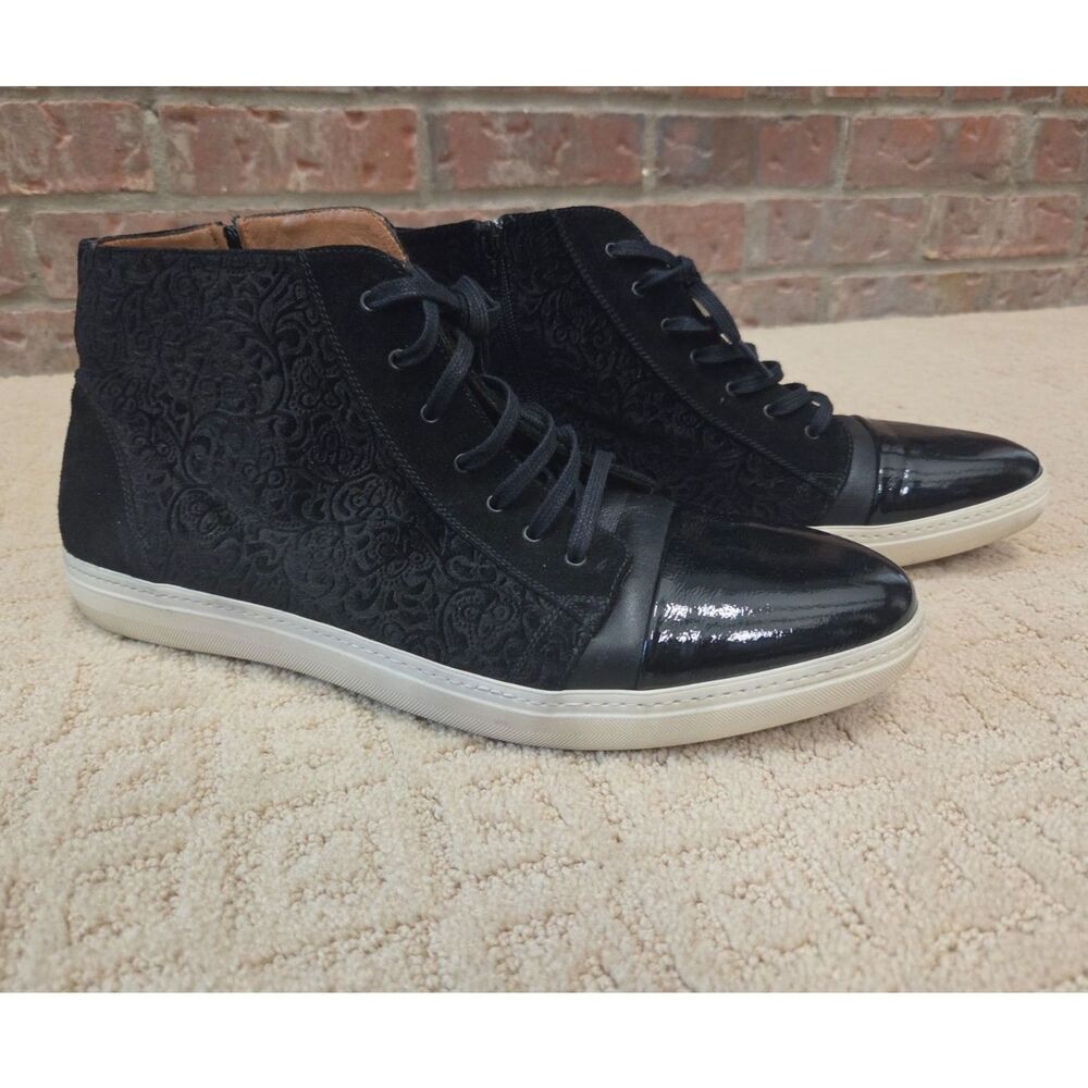 Mezlan High Top Pons Sneaker Mens Size 14 Black Velvet Print Made in Spain